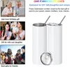 Sublimation Tumblers 20 oz Stainless Steel Double Wall Insulated Water Bottles Sublimation Mugs Cups Blank DIY birthday gifts with Lid Plastic Straws BDC21