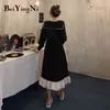 Francuski Vintage Kobiety Sukienka Moda Wysokiej Talii Suknie KPOP Ruffles Z Długim Rękawem Street Plus Rozmiar Eleganckie Vestidos 210506