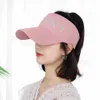 Ladies ponytail baseball cap visor summer letter hats outdoor women sports ponytail horse tail elastic cap