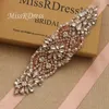 Wedding Sashes MissRDress Rhinestones Belt Pearls Stain Bridal Rose Gold Crystal Sash For Evening Gown JK849