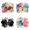 8 inch Jojo Bowknot Hairpin Kids Rainbow Unicorn Barrette With Diamond Cartoon Hair Bows Barrette Baby Hairs Clips