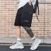 Hip Hop Streetwear Cargo Shorts Письмо Простые карманы Мужчины Harajuku Хлопок Jogger Летняя трек короткий черный 210713