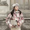 Vinterjacka Kvinnor Höst Plaid Koreansk version av ullaketförtjockning Rak Stor Storlek Kvinna Coats 210529