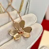 Brand Pure 925 Sterling Silver Jewelry For Women 3 Leaf Flower Neckalce Flower Pendant 60cm Clover Sakura Wedding Party ketting2743118