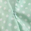 Mulheres Polka Dot Imprimir Mini Verde Saia Doce babados Voltar Zipper Fly Causal Feminino Uma Linha Bonito Saias Faldas Mujer 210430