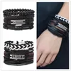 4 pçs / conjunto de couro elegante bracelete de cadeia de couro para homens mulheres legal couro punho pulseiras ajustáveis ​​jóias handmade atacado