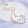ASHIQI 8-9 mm Natural Freshwater Pearl Necklaces 925 Sterling silver Necklace clasp For women Wedding Jewelry