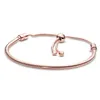 Braccialetti con ciondoli placcati Sier Catena da 3 mm regolabile in oro rosa Bracciale rigido da donna Festa di Natale regalo di compleanno BR020