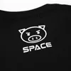 Fashion t-tröjor Streetwear Hip Graffiti Space Pig Tryckt T-shirt Gullig tecknad Tees Män Kvinnor