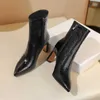 Meotina femmes bottes courtes chaussures en cuir véritable super haut talon bottines bout pointu talons épais Zip dames bottes noir gris 42 210608