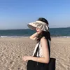 Sun Hat Womens Verão Anti-UV Floppy Beach Lado Lado Chapéu Algodão Moda Palha Chapéus