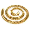 Heren gouden ketting kettingen stainltaal goud kleur 14mm dikke stoeprand Cubaanse link ketting ketting voor mannen hiphop sieraden groothandel x0509