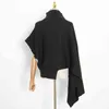 Luźny Czarny Sweter Dla Kobiet Turtleneck Batwing Sleeve Casual Dzianiny Pulowers Kobiet Moda Odzież 210524