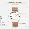 2021 Numerais Romanos Relógios de Luxo com Rosegold Steel Band Classic Senhoras relógios de pulso Acessórios para mulheres Q0524