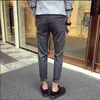 28-42 Summer Men Stripe Fashion Casual Pants 9 Ankle Length Trousers Slim Skinny Harem Hairstylist Personality Costumes Men's