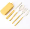 Wheat Straw Folding Cutlery Set Collapsible Portable Reusable Knife Fork Spoon Chopsticks Kits for Student Camping SN4306