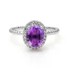 Cluster Rings Gem's Ballet 1.79Ct Oval Natural Amethyst Gemstone Rope Band Ring For Women Finger 925 Sterling Silver Fine Jewelry