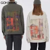 Gonthwid House Print Patchwork Джинсовые куртки Streetwea Mens Hip Hop Harajuku повседневная джинсовая куртка Пальто моды вершины 210811