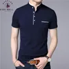 FuyBill Mandarin Collar T-shirt à manches courtes Hommes Printemps Été Nouveau style Top Hommes Marque Vêtements Slim Fit Coton T-shirts 210409