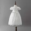 小売赤ちゃん女の子の長さの洗濯ガウン​​の最初の誕生日の王女レースバプテスマのドレス+帽子幼児の服9775BB 210610
