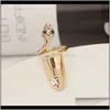 Anelli a fascia Jewelrysquisite Cute Retro Queen Dragonfly Design strass Plum Snake Gold / Sier Ring Finger Nail Drop Consegna 2021 Tmzxd