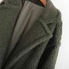 Le donne addensano la giacca in pile caldo inverno solido manica lunga cappotto casual ragazza verde militare allentato teddy cappotti Lady Manteau Femme 210515