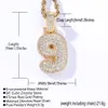 18K Gold Arabic Numerals pendant necklace 60cm chain hip hop jewelry set Copper iced out diamond Zircon number necklaces for women men will and sandy dropship service