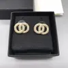 Classic Double Letter Simple Stud Earrings aretes orecchini Diamond Brand Designer Earrings Women's Party Gifts Jewelry High Quality with Box