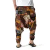 Męskie Kobiet Bawełniane Afryki Drukowane Spodnie Harem Yoga Drop Crotch Spodnie Hip Harajuku Genie Boho Spodnie Joggers Spodnie dresowe X0723