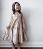 Girl Dress Summer Cotton Linen Sleeveless Casual Baby Clothes Apricot Orange E293 210610