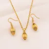 SOLID 18K YELLOW GOLD FILLED PENDANT EARRINGS Necklace OVAL Exquisite ball FINELY WORKED, BRIGHT MADE IN ITALY