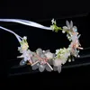 Bridal wedding headbands girls butterfly princess hair accessorieswristband 2pcs sets women pearls flowers ribbon Bows wreath Q094458334