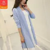 spring summer air conditioning shirt women's medium-long long-sleeve loose sweater female cardigan thin outerwear OH100 210918