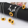 Stud 4-pPiece Fashion Sunflower Necklace Earrings Ring Cute Bracelet Creative Clavicle Chain Set