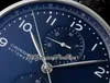AZF Chronograph Edition 150 Anos IW371601 A7750 Automático Mens Relógio Movimento Slim Caixa de Aço Azul Dial Silver Markers Black Leather Super Edition Puretime B2