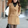 يمزج الصوف النسائي Zogaa الخريف الشتوية للسيدات الطويل الخندق معطف أنيقة Slid Slim Fit Overcoat سترة الإناث الصوف