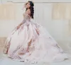 Mexicaanse donkerrode vestidos de 15 a￱os Quinceanera-jurken met verwijderbare mouwen Paillettenapplique Sweet 16-jurk Lange promjurk