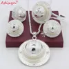 Adixyn zilver Ethiopische ketting / hanger / oorbellen / ring / armband sieraden sets zilverkleur HABESHA Afrikaanse bruiloft geschenken N06155 H1022