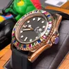Candy Color Diamond Mens Titta på automatisk mekanisk 40mm Dial Ladies armbandsur Gummistrem AAA+ Kvalitet
