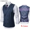Paisley Floral Printed Vests Dress for Men Wedding Party Prom Mens Waistcoat Casual Slim Fit Double Breasted Men Gilet Hombre 210524