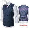 Paisley Floral Printed Kamizelki Sukienka Dla Mężczyzn Wedding Party Prom Mężczyzna Kamizelka Dorywczo Slim Fit Double Breasted Men Gilet Hombre 210524