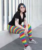 Rainbow Print Leggings för kvinnor LGBT Multi-Color Stripes Dot Pattern Push Up Byxor Elastiska borstade Buttery Soft Skinny Byxor 211221