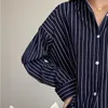 Coréen rayé femmes chemisier décontracté lâche bureau dame Style à manches longues haut femme Singel poitrine mode femmes chemises 11876 210508