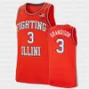 Illinois Fighting Illini NCAA Orange College Basket Retro Jersey 1 Trent Frazier 2 Connor Serven 3 Jacob Grandison Curbelo Dosunmu Bezhanishvili Williams