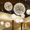 Sparkling Stars Ball Chandelier Luxury LED Creative Round Pendant Lamp Firework Light Shopping Mall Restaurant Hotel Lobby Stair Light