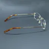 クリアワイヤーc眼鏡の小さな正方形のリムレス眼鏡フレームビンテージアイウェアスペクタクルデセンガーラグジュアリーカータークリア光学fi2316469
