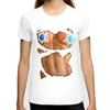女性用Tシャツ女性用TシャツクリエイティブボディセクシーガールズTシャツカジュアル3Dおっぱいプリントベストビッグブレストデザイン