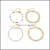 Charme Jewelrycolorf Acrylique Perles Chaînes Bracelets Femmes Métal Fl Diamant Main Bijoux Ensembles Fête D'affaires Européenne Chaîne En Or Lien Aessori