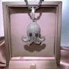 Hip Hop Damesmode-sieraden Punk Octopus Hanger 925 Sterling Zilver Volledige Pavw Witte Saffier CZ Diamant Edelstenen Partij 291i