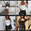 Dameskleding Kleding DROP LEVERING 2021 PACK SEXY TULLE BLOUSES Dames lange mouwen Tops Backless White Shirts Blusa Herfst Streetwear FI